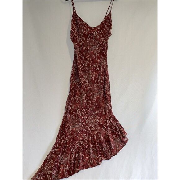 VTG Y2K City Triangles Boho Tan Dress Asymmetric Spaghetti Strap Fairycore 11 - Picture 2 of 7